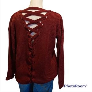 Wine Red V Neck sweater